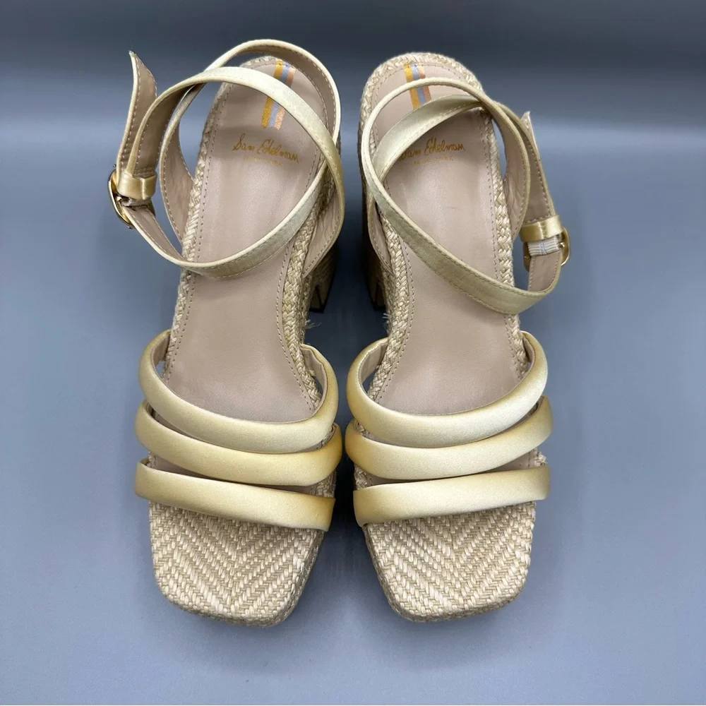 Sam Edelman Tibby Washed Lemon Plarform Wedge Sandal Women’s Size 8.5